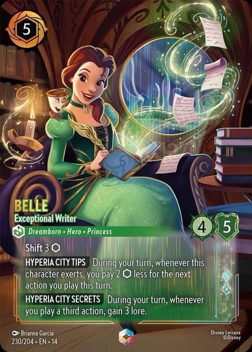 Belle - Exceptional Writer, a Hyperia City card: Dreamborn, Hero, Princess, Shift 3