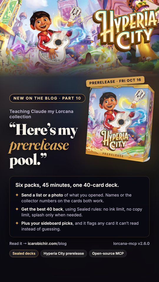 Instagram story for Part 10: “Here's my prerelease pool” with the Hyperia City prerelease box